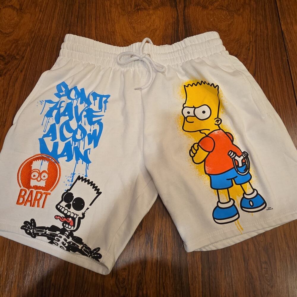 The Simpsons Bart Simpson Sweat Shorts Men’s L White Relaxed Fit 20th Century